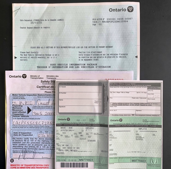 Documents Required to Sell a Car in Ontario