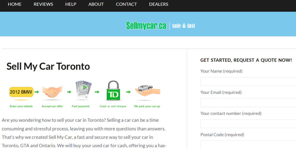 Sellmycar.ca Website